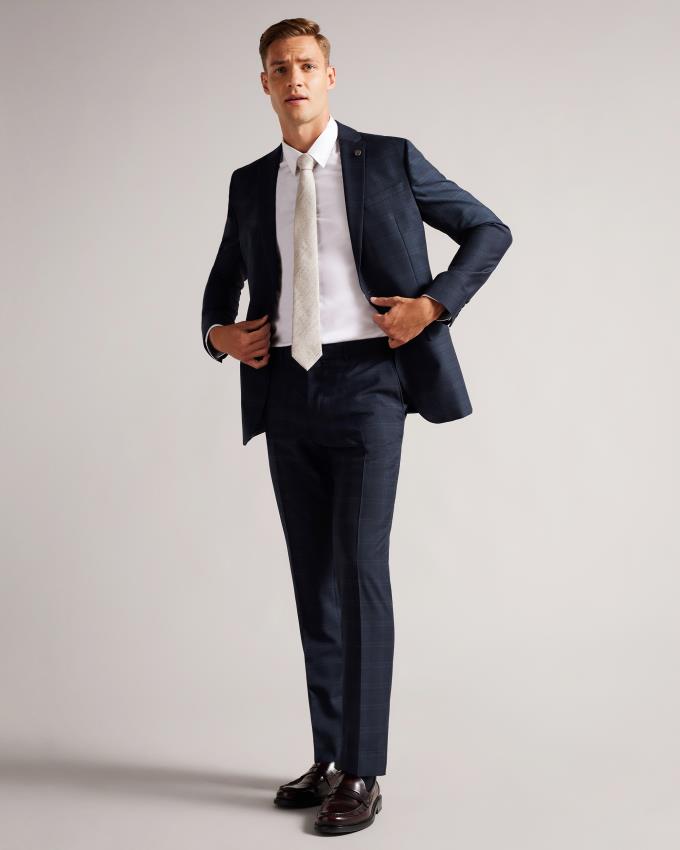 Pantalon Ted Baker Slim Fit Navy Check Suit Bleu Marine Homme | WER-18790380